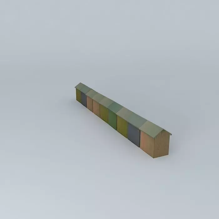 Berck Plage  Beach Cabins Free 3D model_0