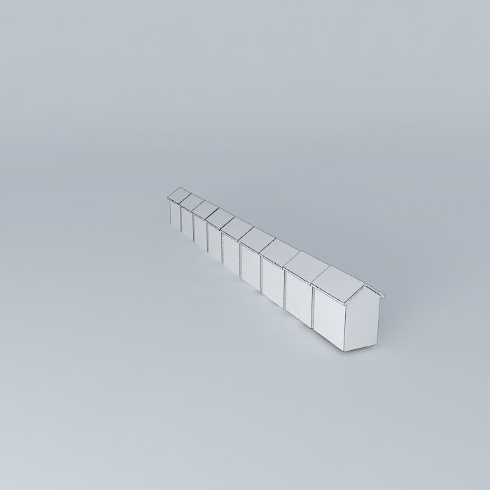 Berck Plage  Beach Cabins Free 3D model_4