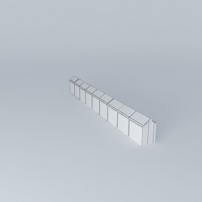 Berck Plage  Beach Cabins Free 3D model_3