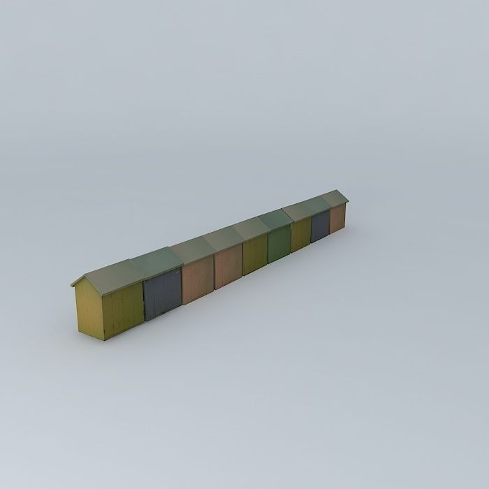 Berck Plage  Beach Cabins Free 3D model_1
