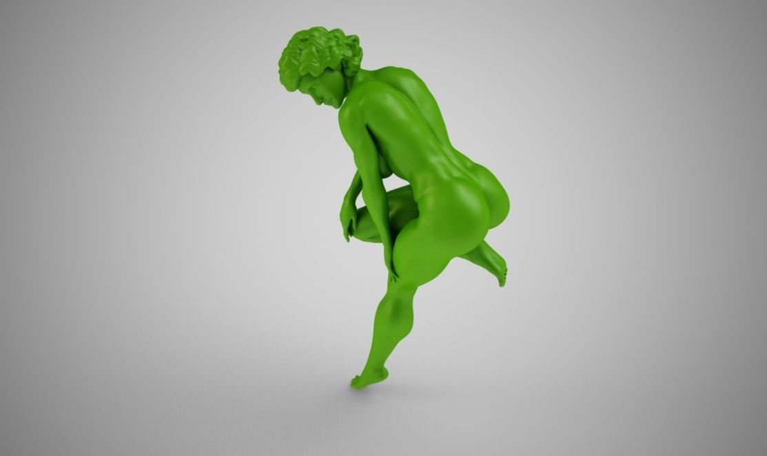 Muscular Woman Lean Against Wall 3D print model_6