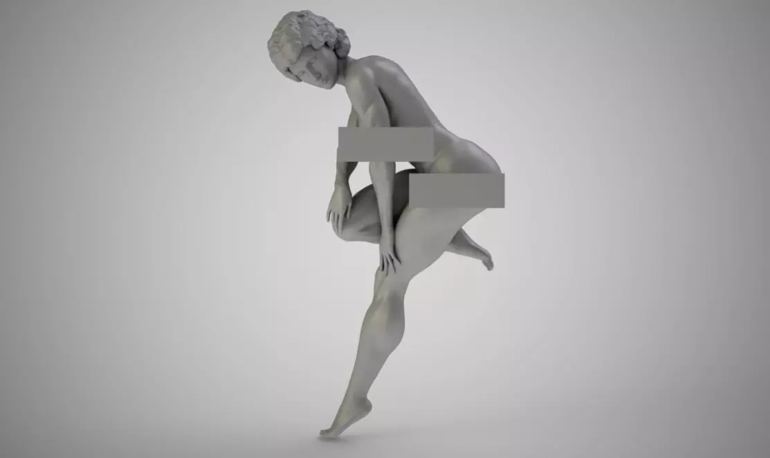 Muscular Woman Lean Against Wall 3D print model_0