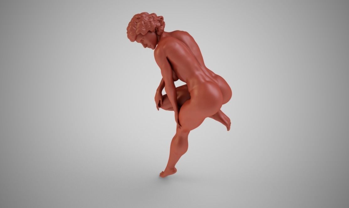 Muscular Woman Lean Against Wall 3D print model_5
