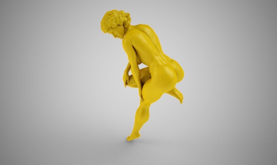 Muscular Woman Lean Against Wall 3D print model_8