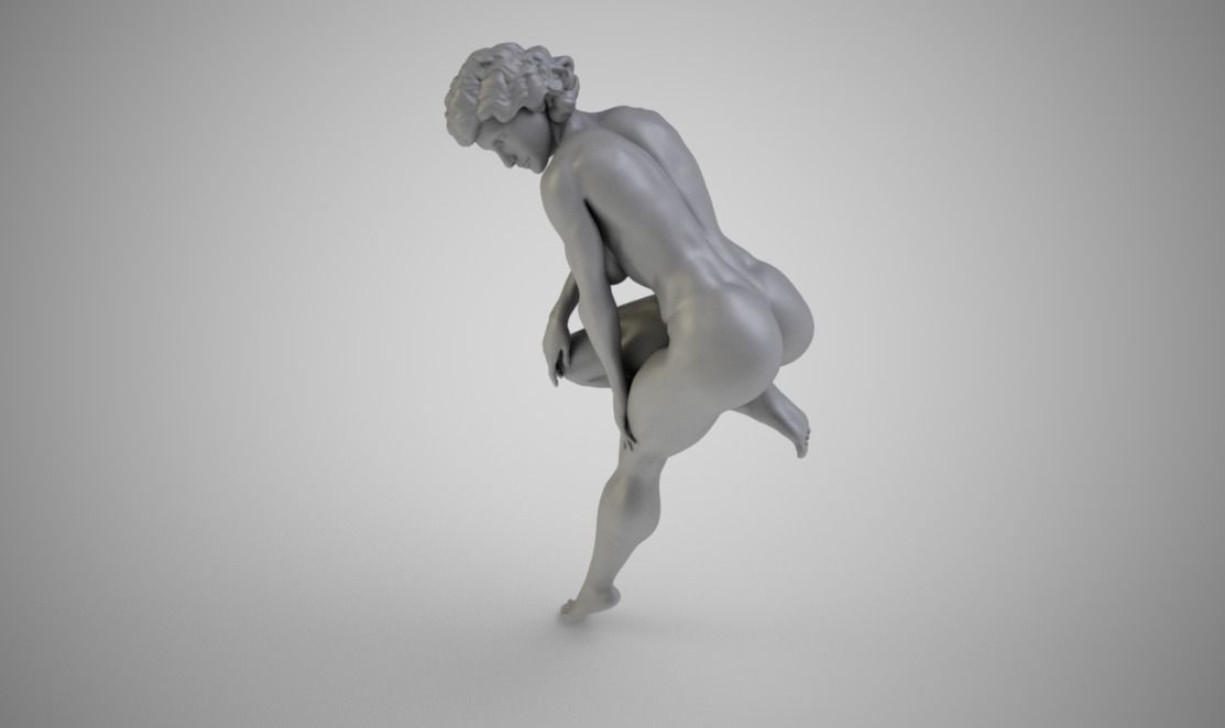 Muscular Woman Lean Against Wall 3D print model_4
