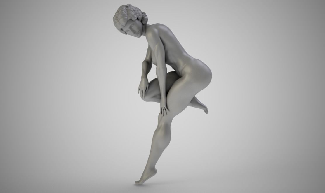 Muscular Woman Lean Against Wall 3D print model_1