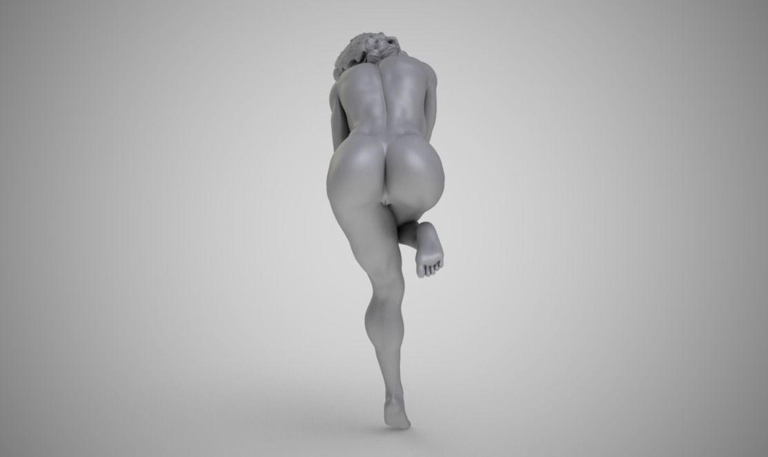Muscular Woman Lean Against Wall 3D print model_3