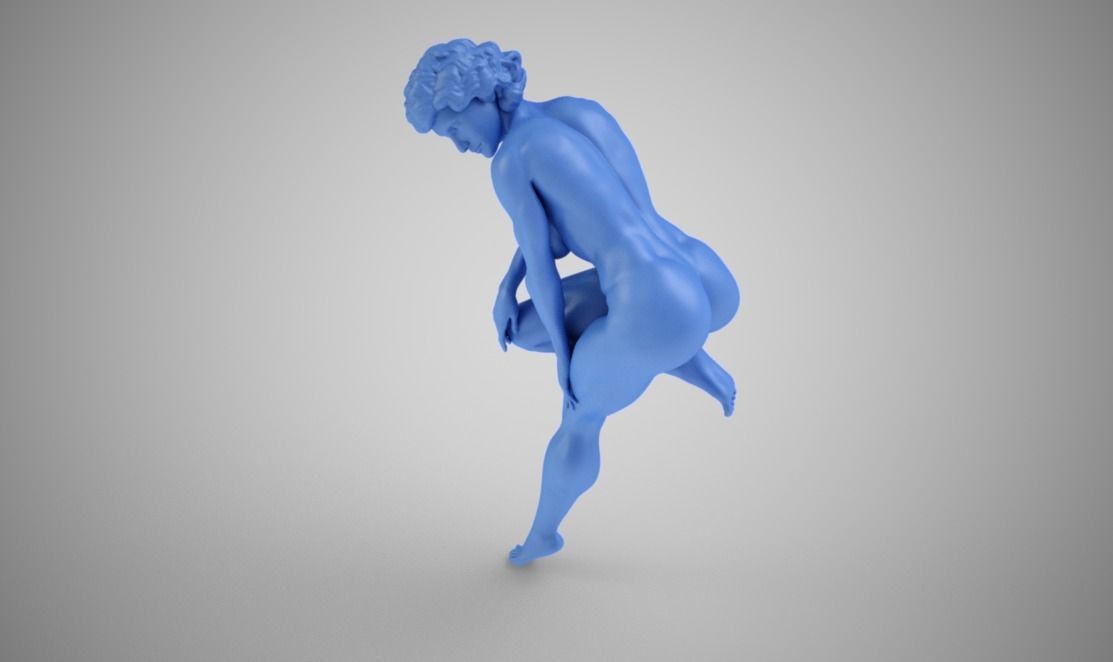 Muscular Woman Lean Against Wall 3D print model_7