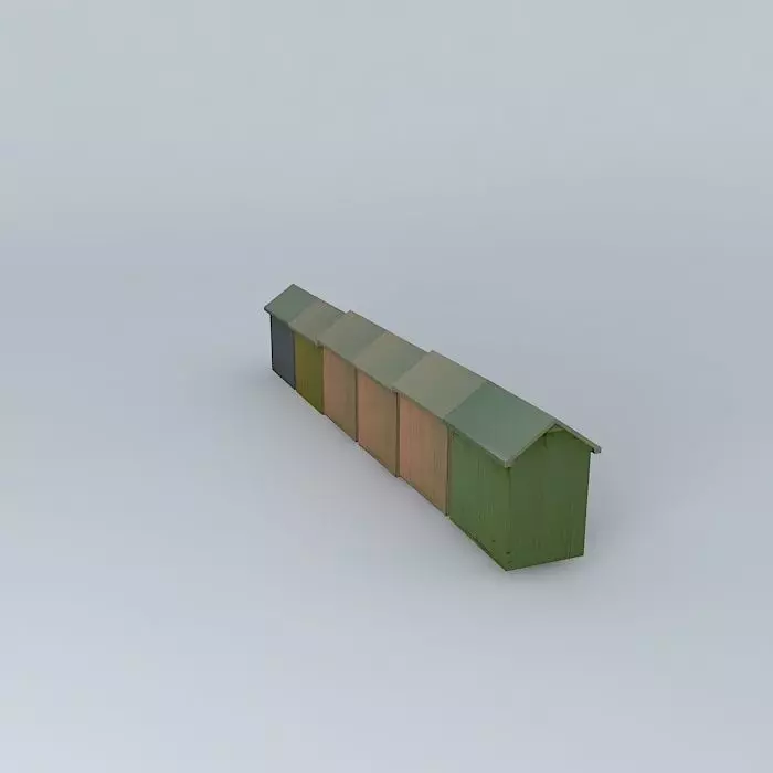 Berck Plage  Beach Cabins Free 3D model_0