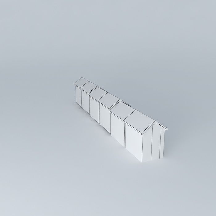 Berck Plage  Beach Cabins Free 3D model_4