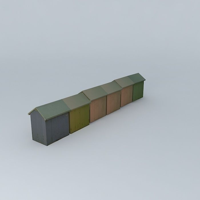 Berck Plage  Beach Cabins Free 3D model_1