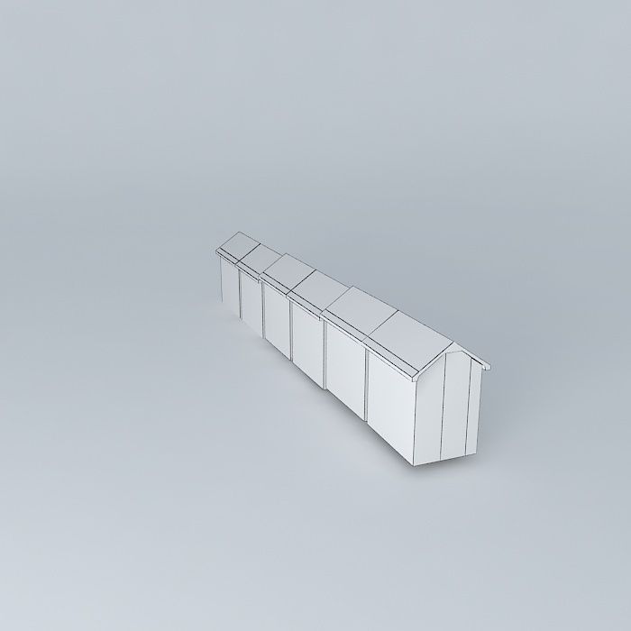 Berck Plage  Beach Cabins Free 3D model_3