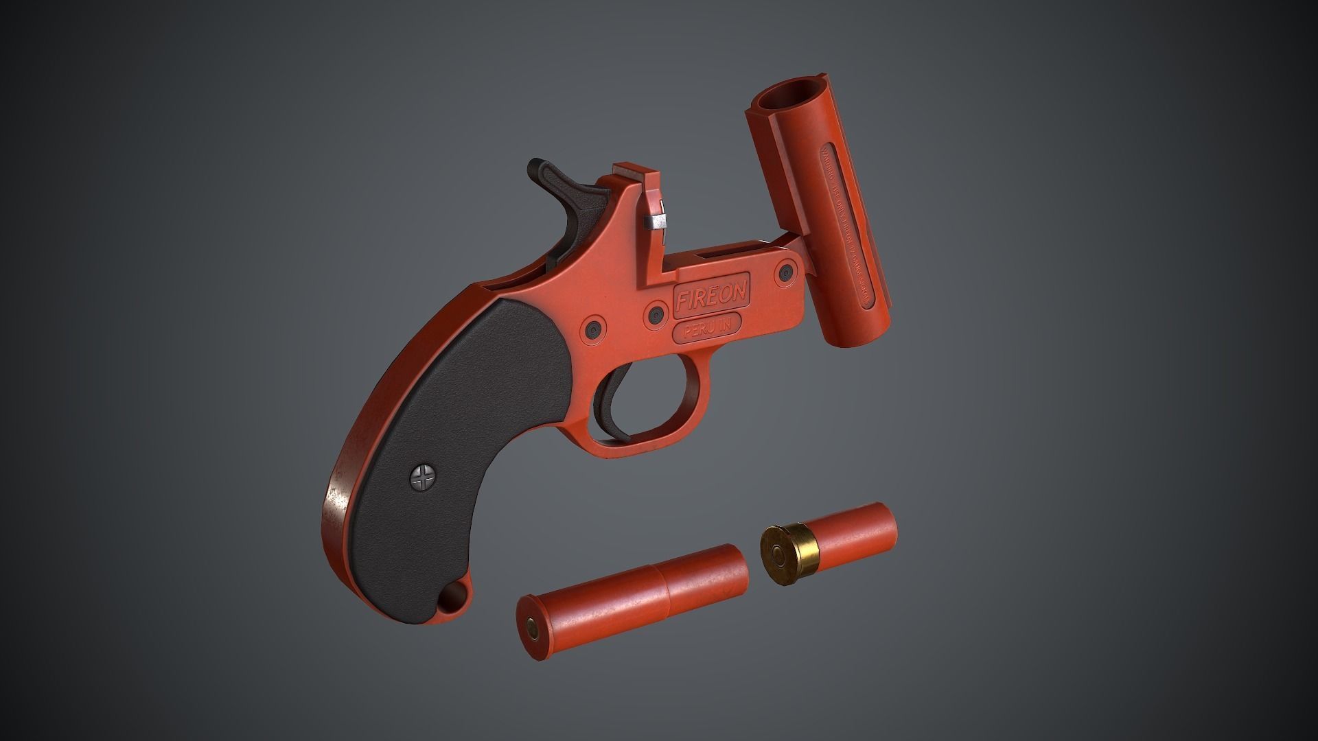 Flare Gun Low-poly 3D model_2