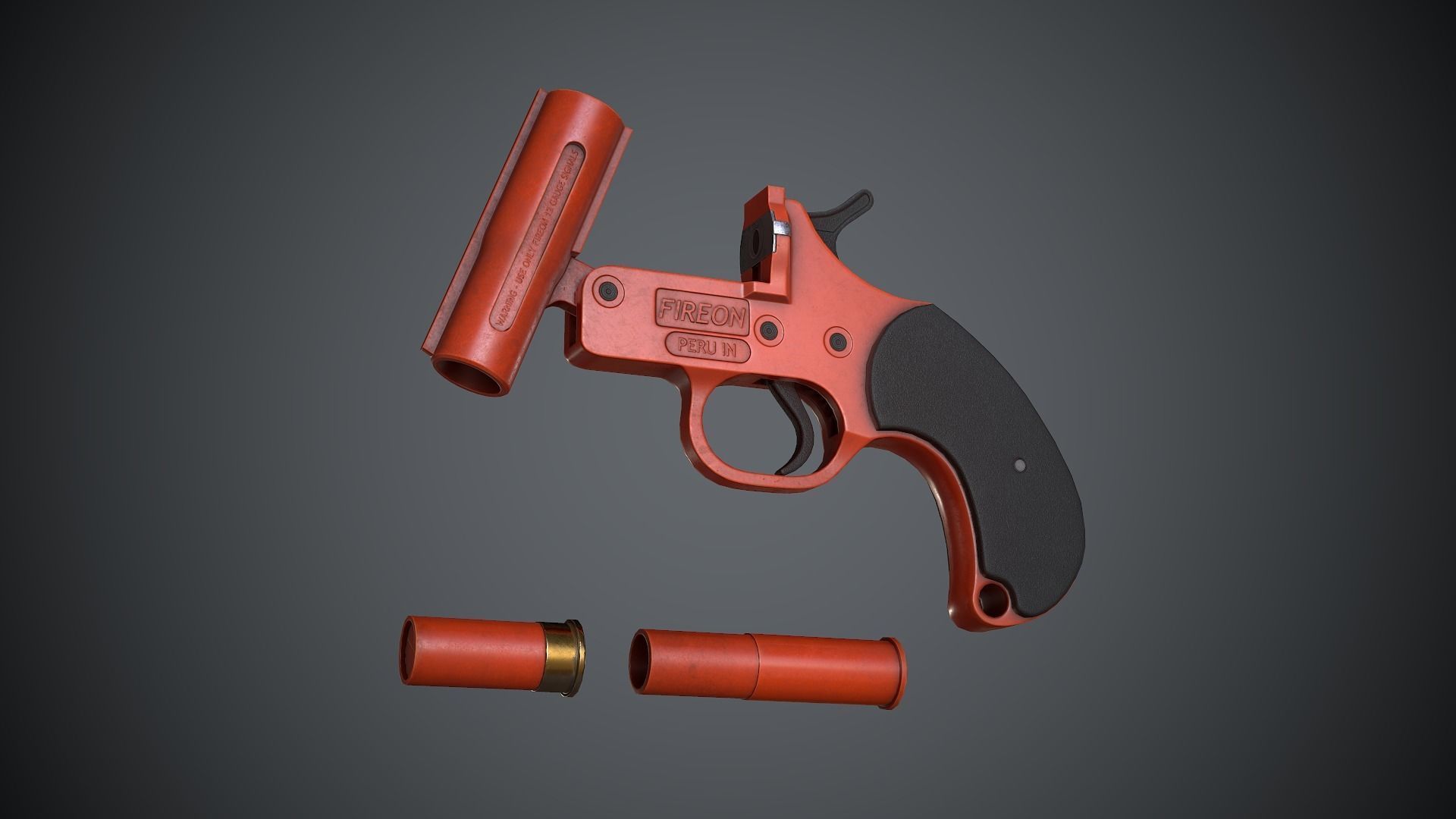Flare Gun Low-poly 3D model_3