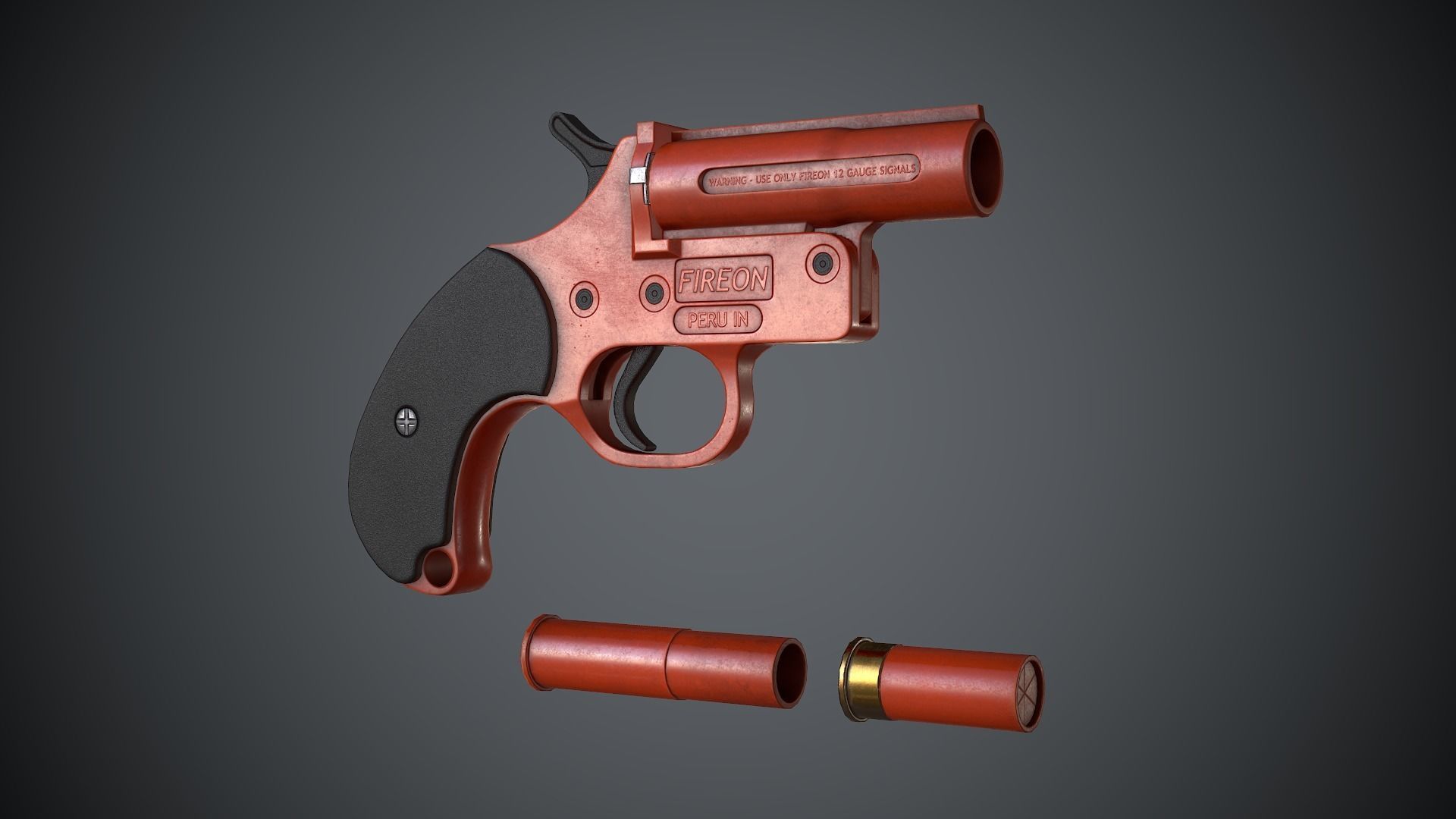 Flare Gun Low-poly 3D model_1
