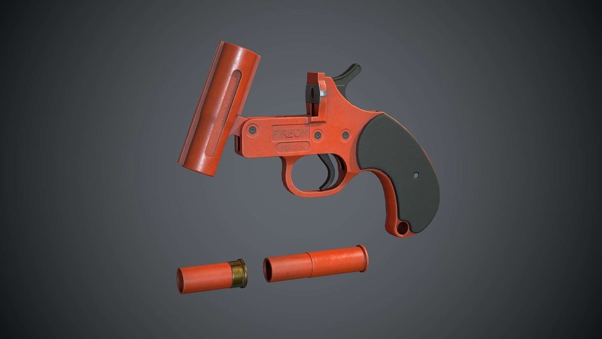 Flare Gun Low-poly 3D model_4