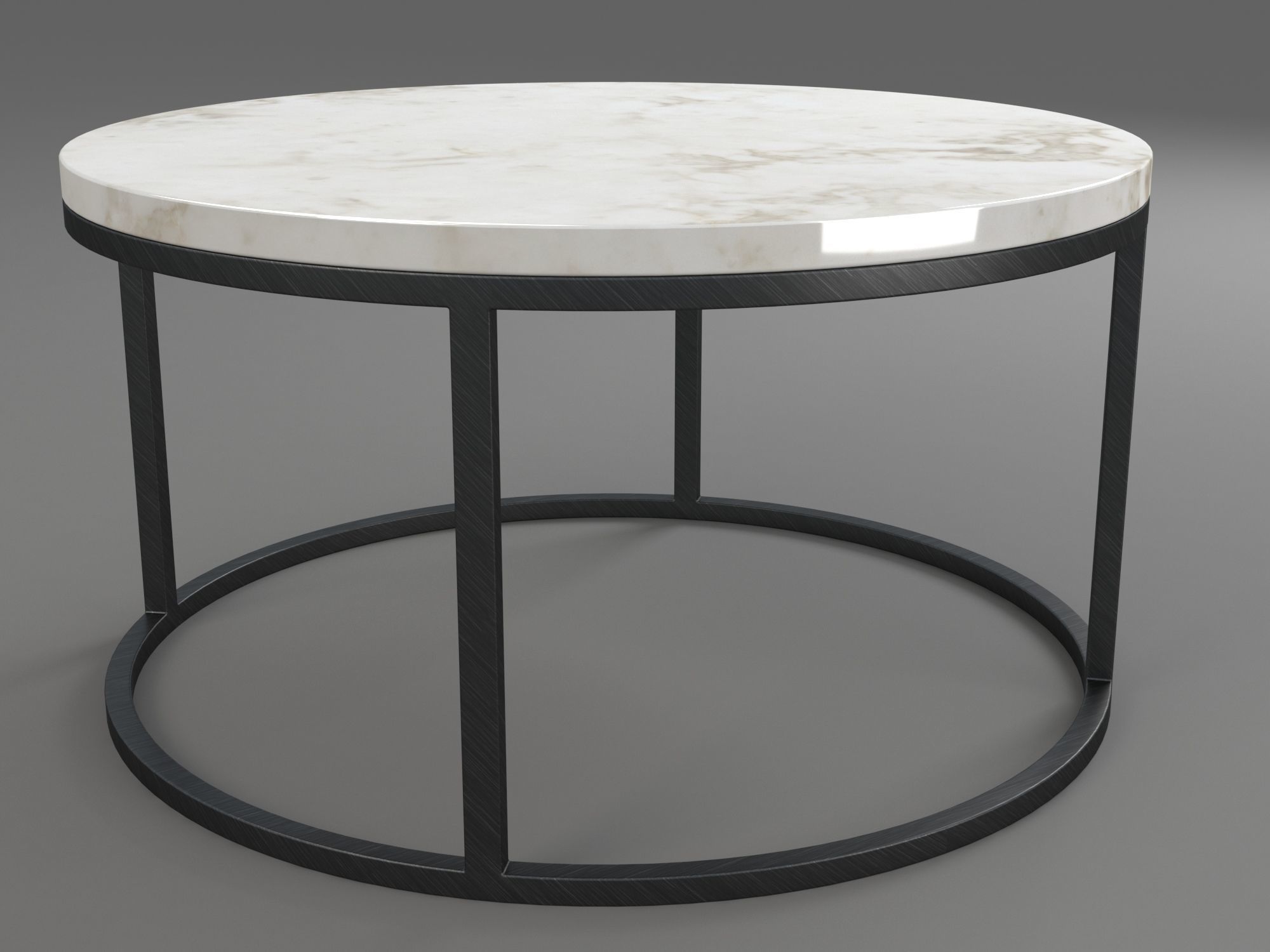 Marble and Iron Circular Table 3D model_2