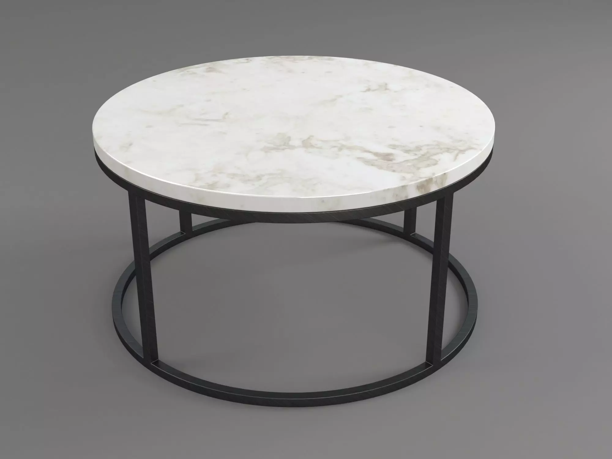 Marble and Iron Circular Table 3D model_0
