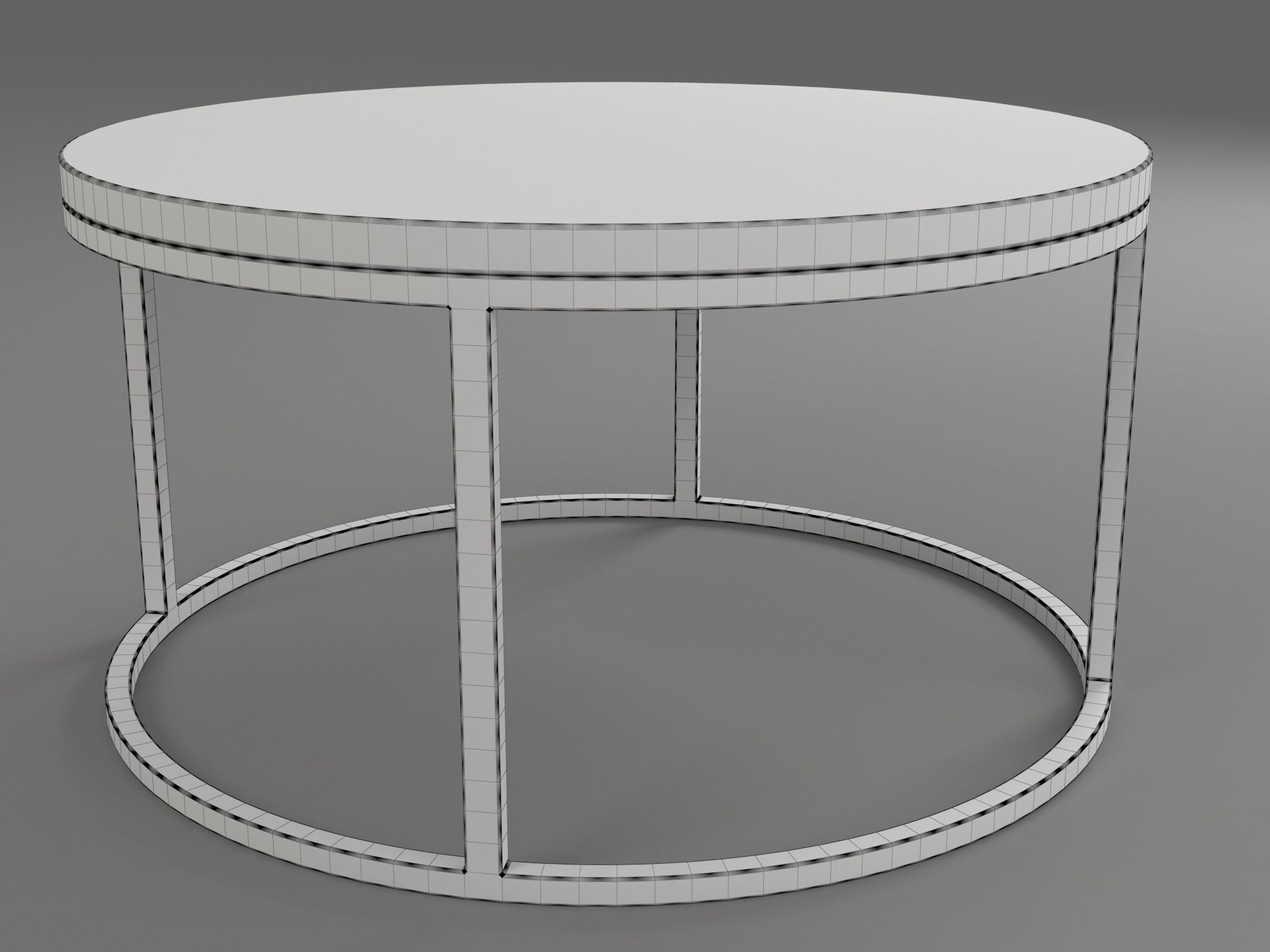 Marble and Iron Circular Table 3D model_3