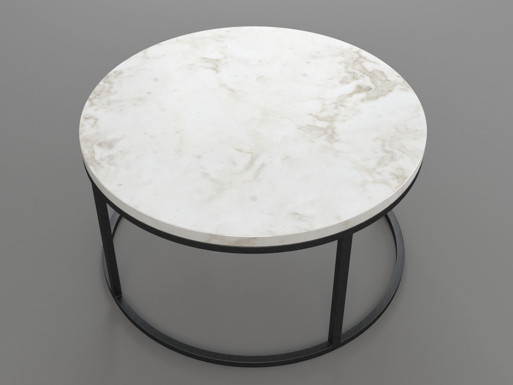 Marble and Iron Circular Table 3D model_4