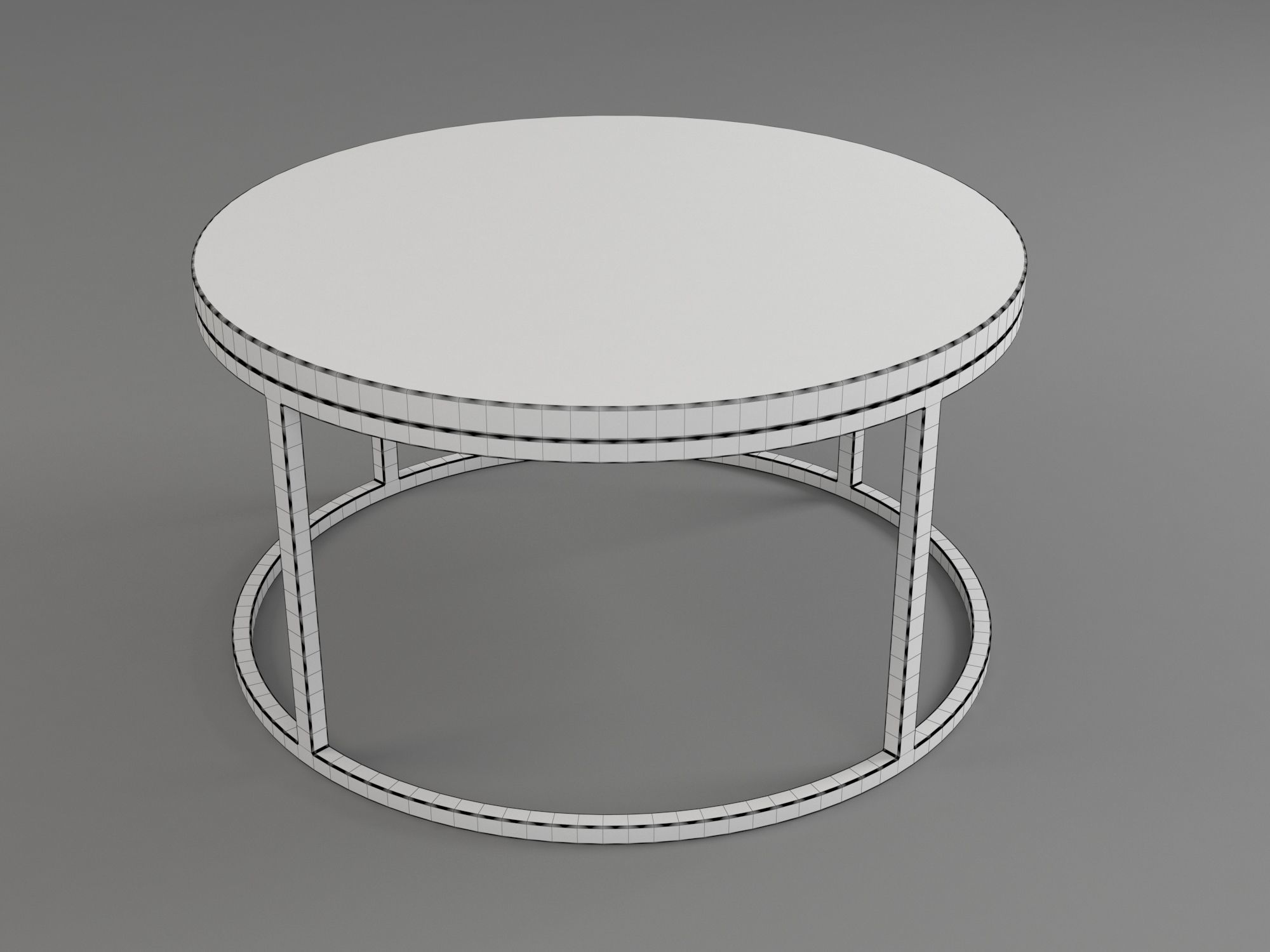 Marble and Iron Circular Table 3D model_1