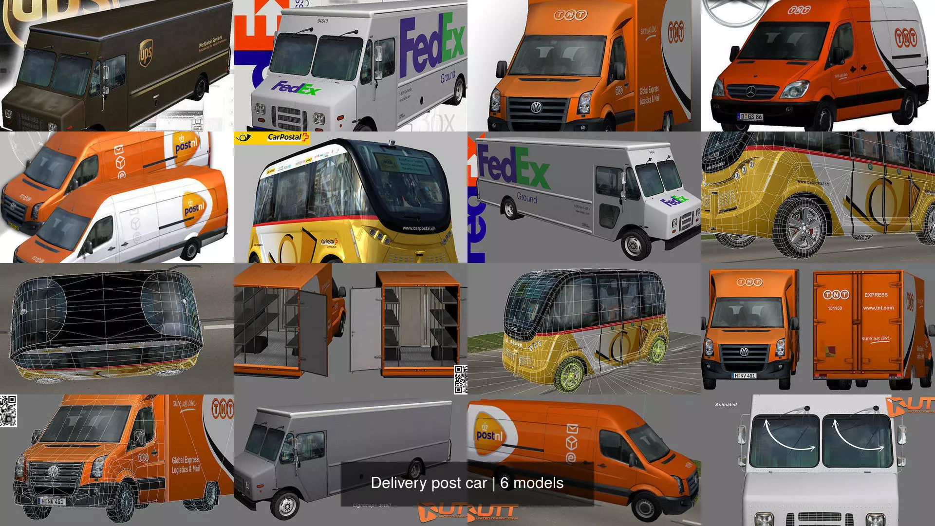 Delivery post car 3D Model Collection_0