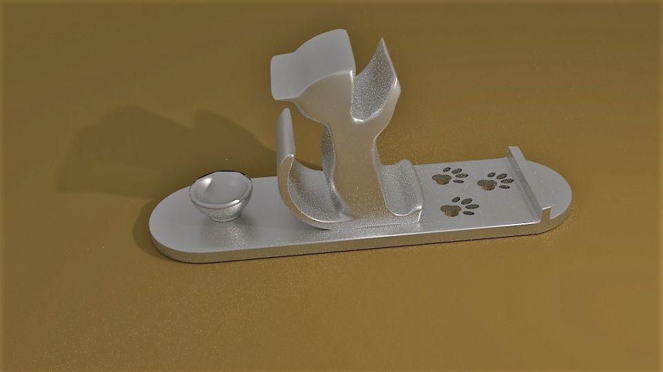 Mobile holder cat 3D print model_2
