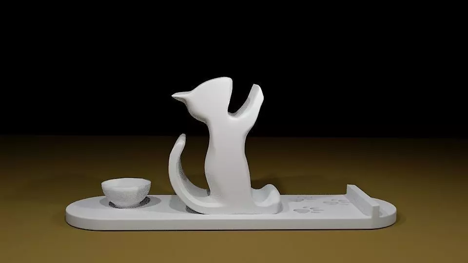 Mobile holder cat 3D print model_0