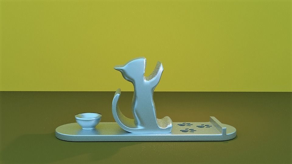 Mobile holder cat 3D print model_1