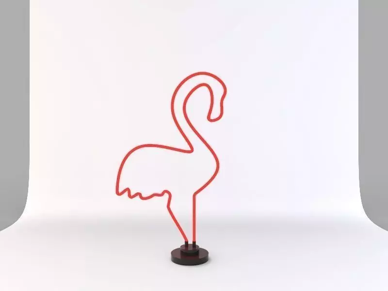 Neon Led Flamingo 3D model_0