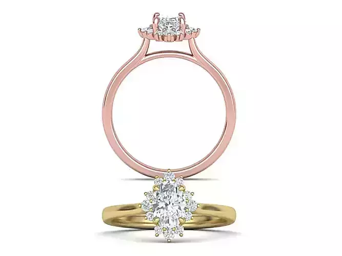   Engagement Diamond ring with Oval Shaped stone 7mmx5mm N0339