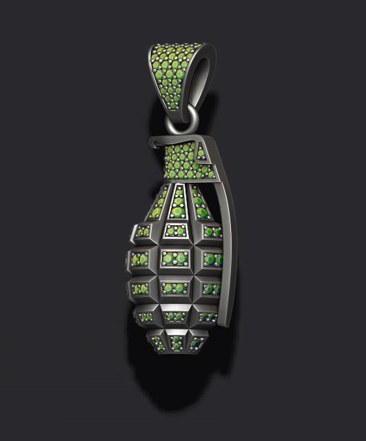 Grenade pendant with gems 3D print model_7