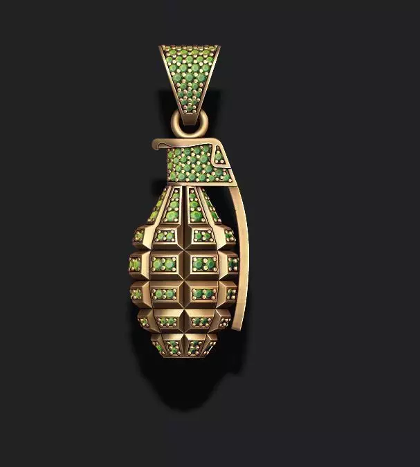 Grenade pendant with gems 3D print model_0
