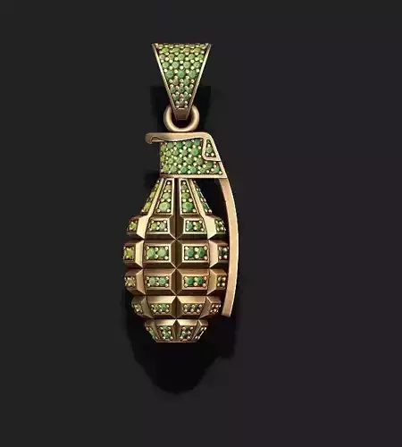 Grenade pendant with gems 3D print model