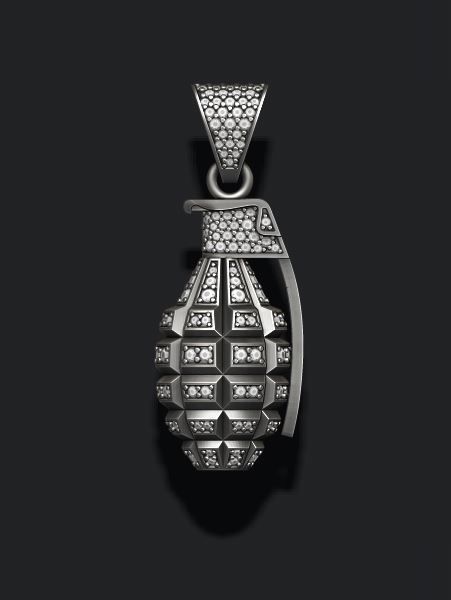 Grenade pendant with gems 3D print model_2