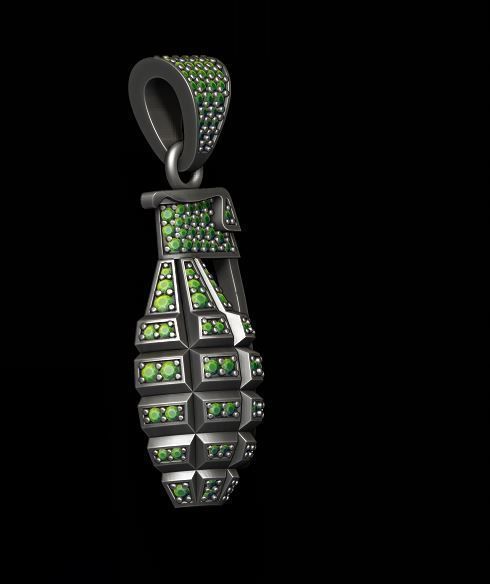 Grenade pendant with gems 3D print model_1