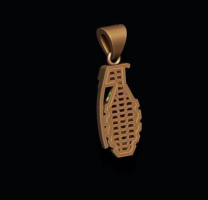 Grenade pendant with gems 3D print model_8