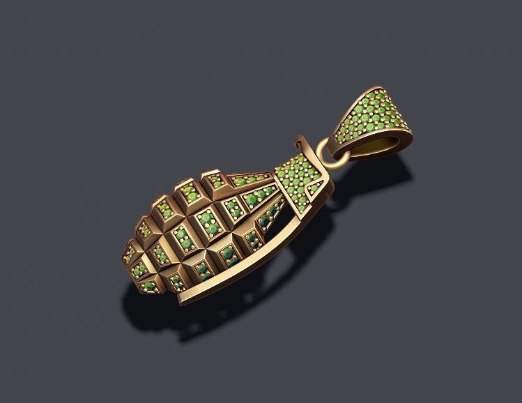 Grenade pendant with gems 3D print model_5