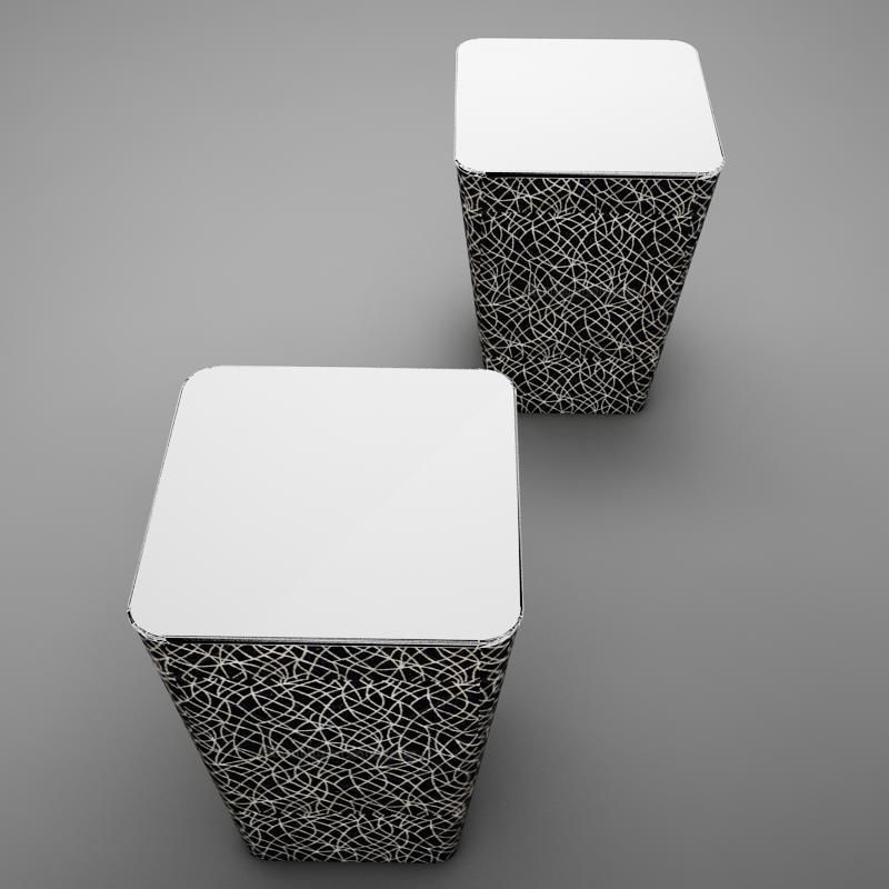 Ottoman patterned side tables Low-poly 3D model_6