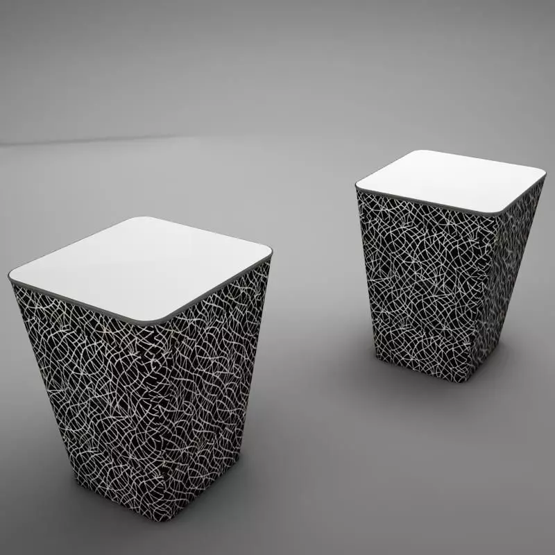 Ottoman patterned side tables Low-poly 3D model_0