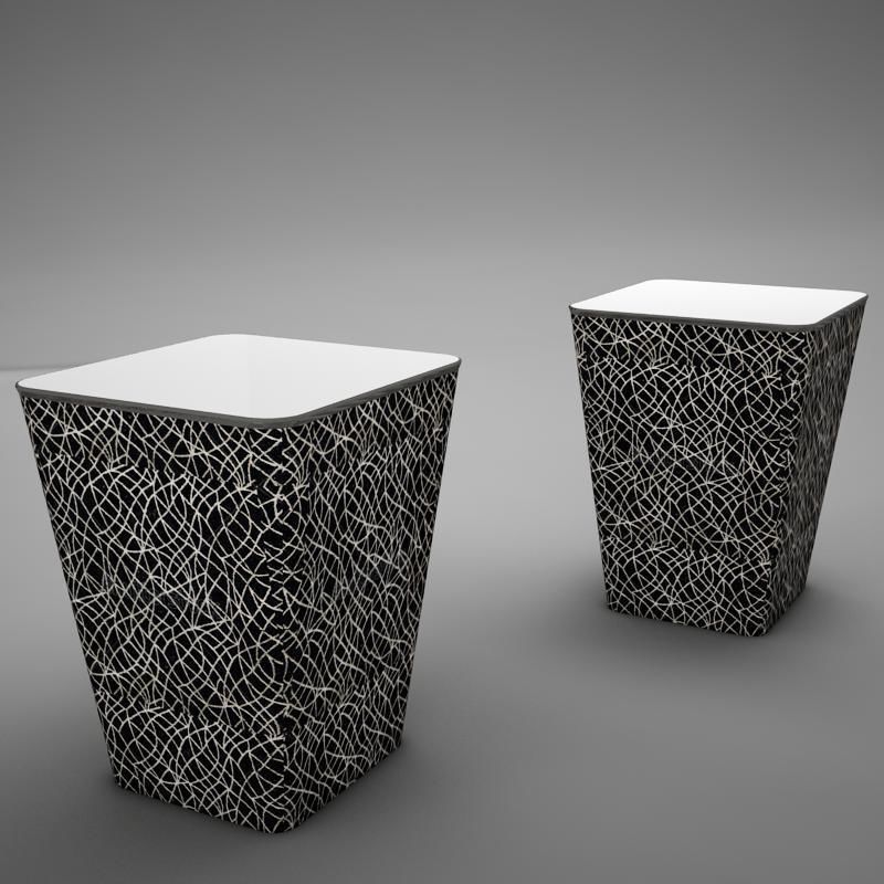 Ottoman patterned side tables Low-poly 3D model_4