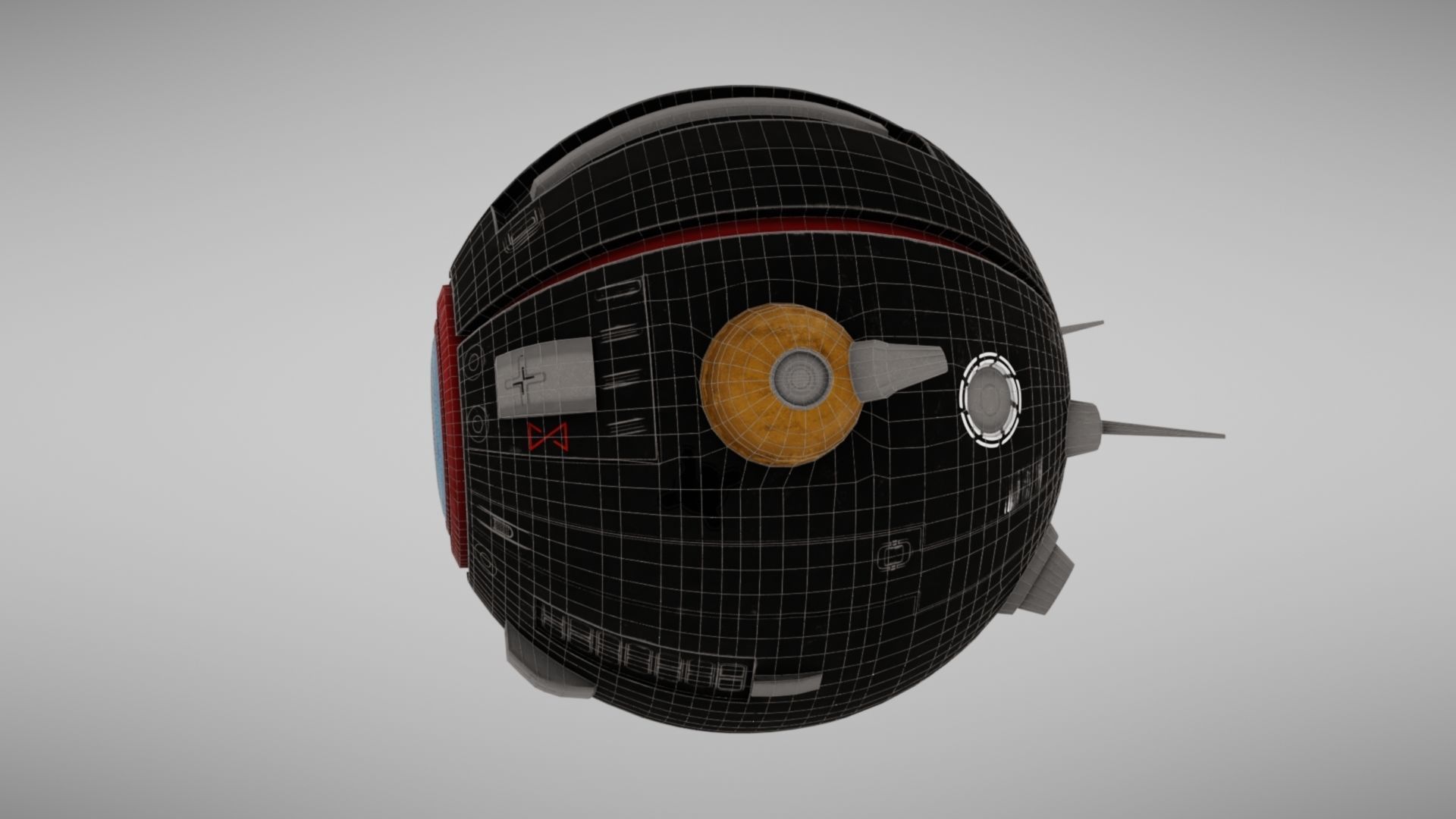 Camera drone Sci fi Low-poly 3D model_10