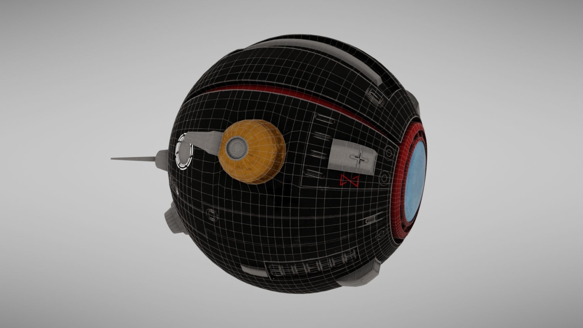 Camera drone Sci fi Low-poly 3D model_31