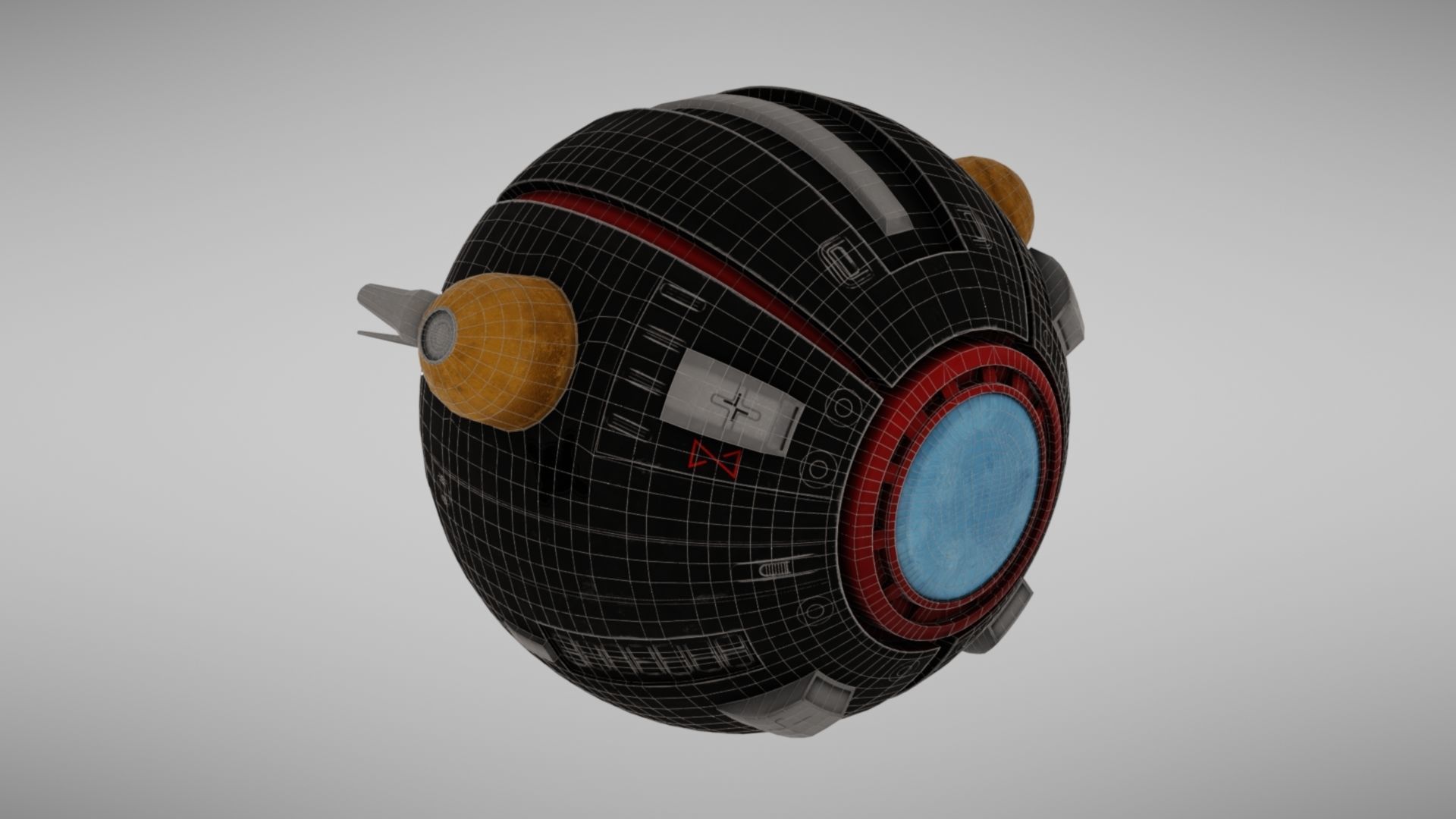 Camera drone Sci fi Low-poly 3D model_11