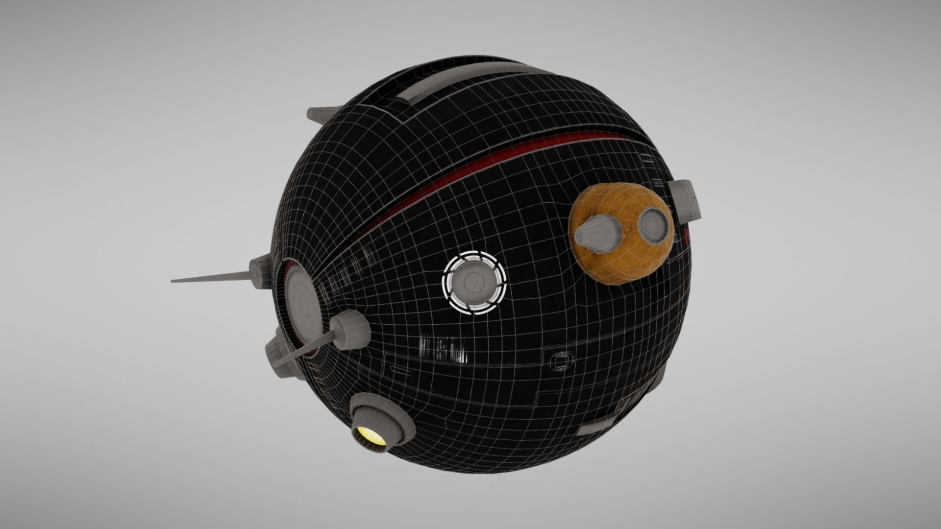 Camera drone Sci fi Low-poly 3D model_34