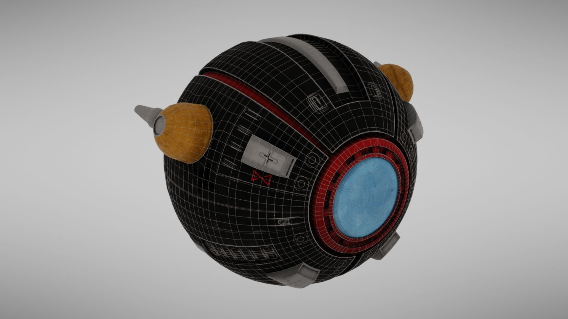 Camera drone Sci fi Low-poly 3D model_13