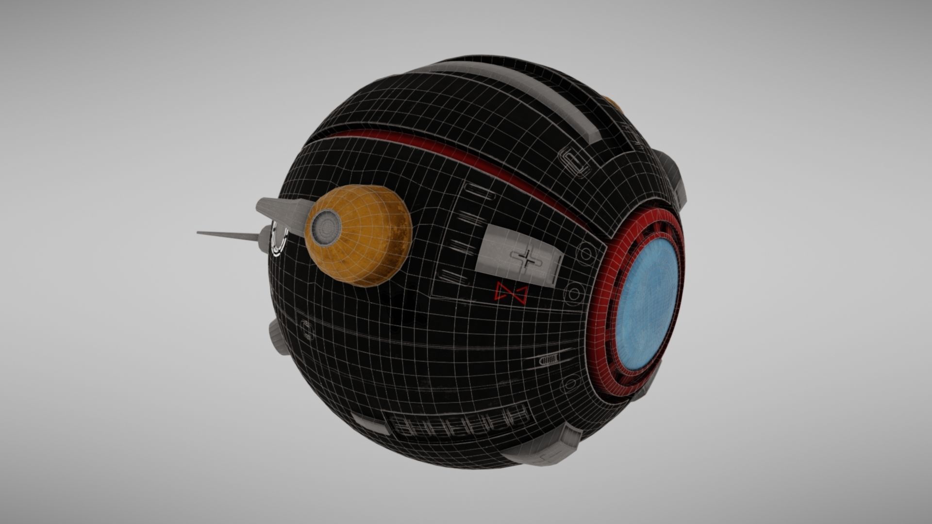 Camera drone Sci fi Low-poly 3D model_30