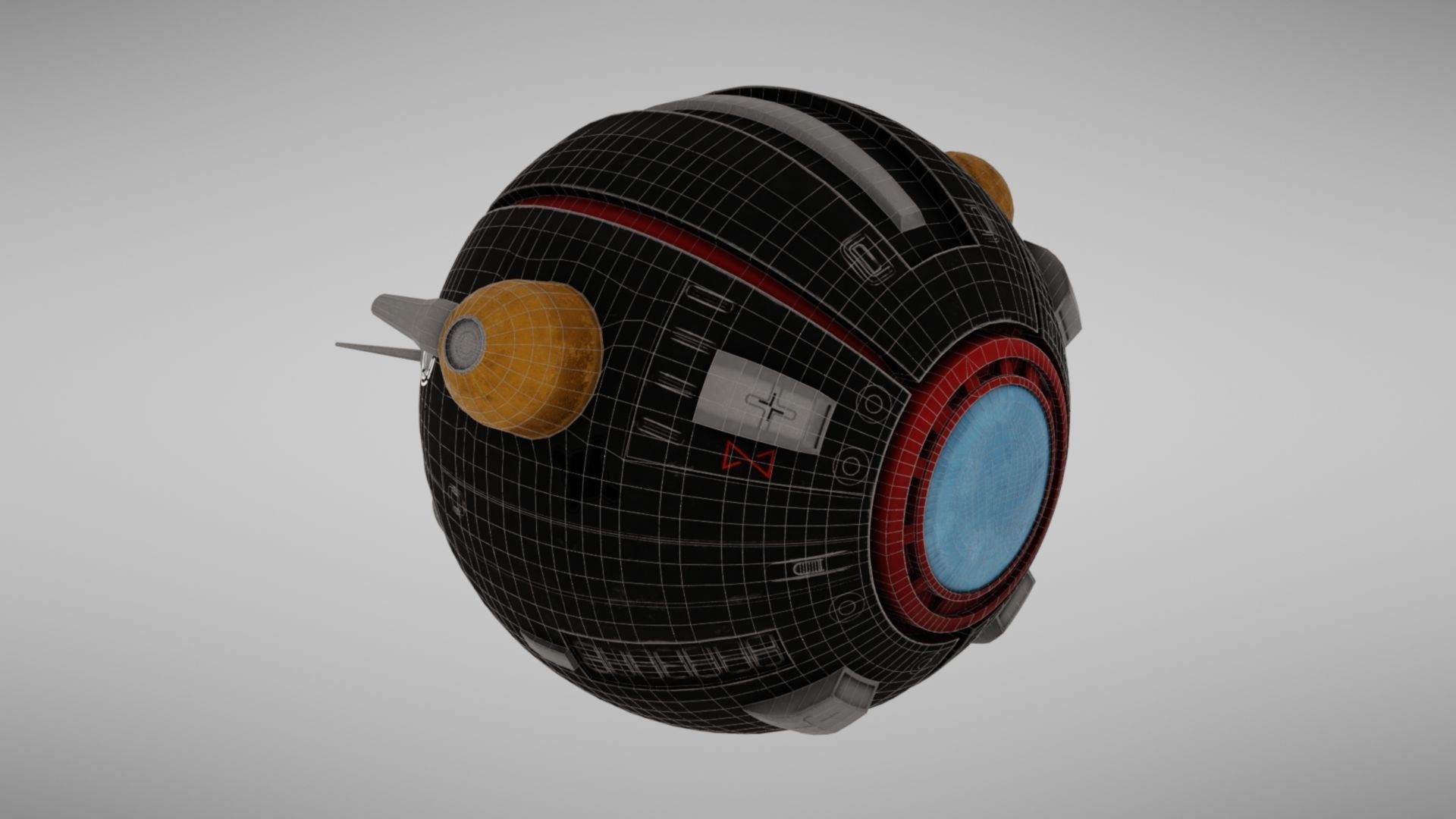 Camera drone Sci fi Low-poly 3D model_29