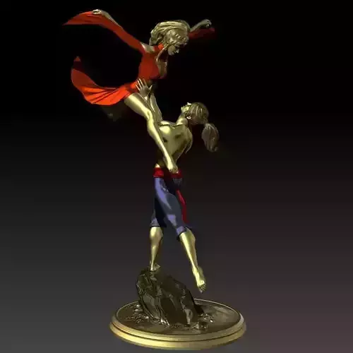 Firebird statue of woman and man 3D print model
