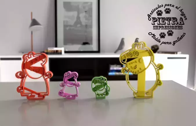 Molde Cortante para galletas de la familia Peppa Pig 3D print model